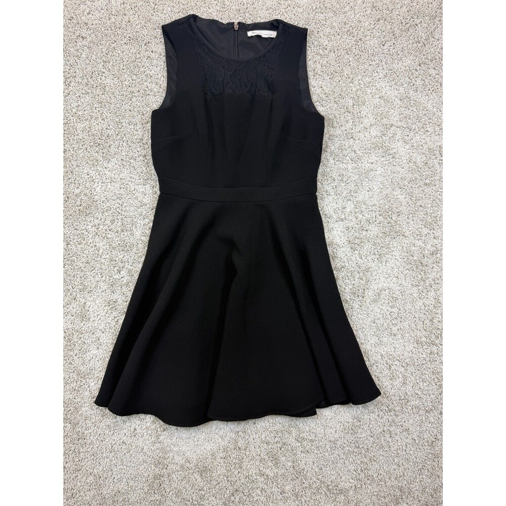 BCBGeneration Women's Size 4 Black Lace Fit Flare Dress Sleeveless Zip Back